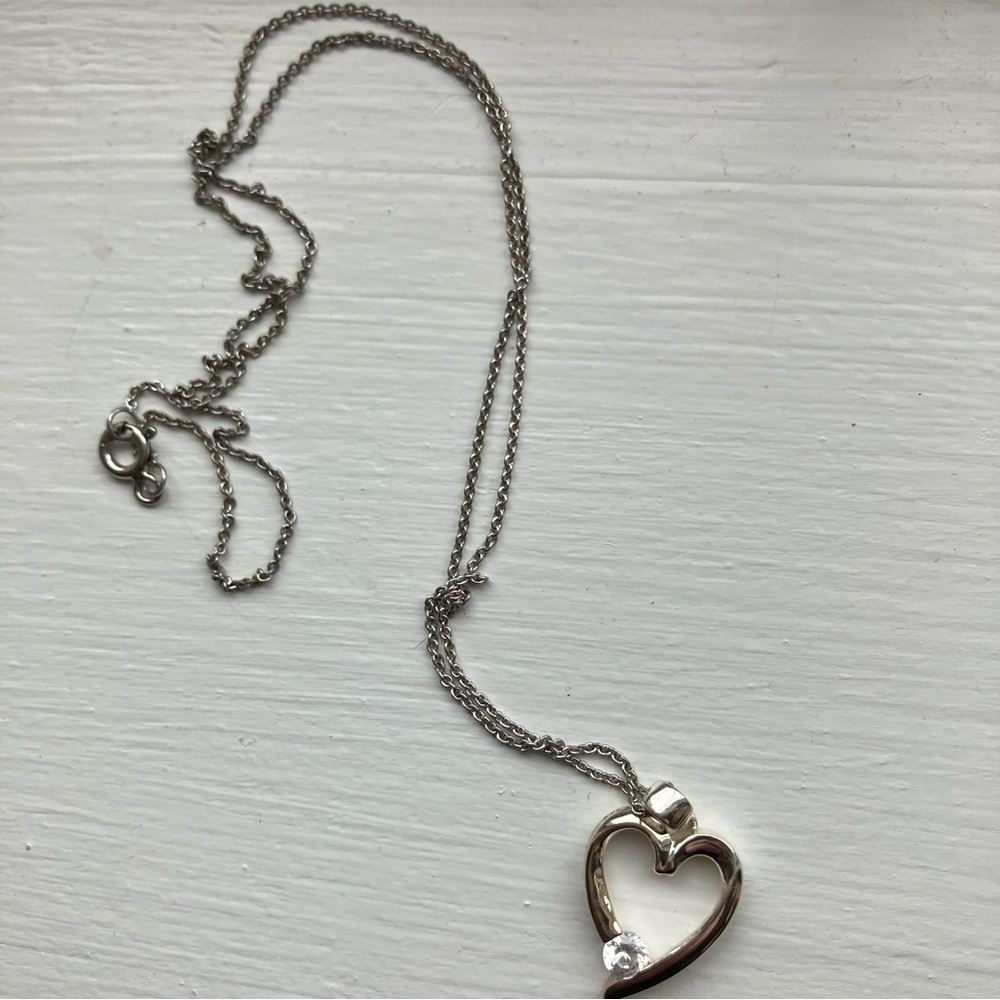 Macys Silver Tanzanite Heart Friends Necklace